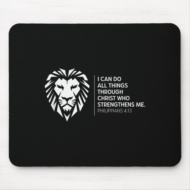 Christliche Philipper 4_13 Religiöser Löwe Stärke Mousepad (Vorne)