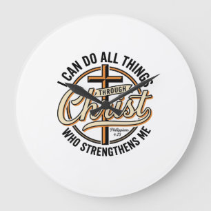 Christliche Philipper 4_13 Vintage-Zitat-Shirt Des Große Wanduhr