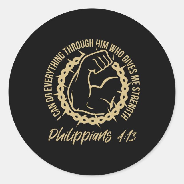 Christliche Philippinen 4:13 - Kraft durch Gott Runder Aufkleber (Vorderseite)