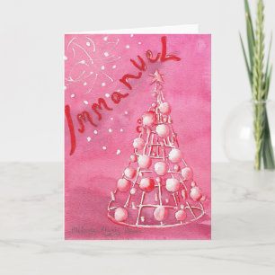 Christliche Pinke Weihnachtsbaum-Grußkarte Karte