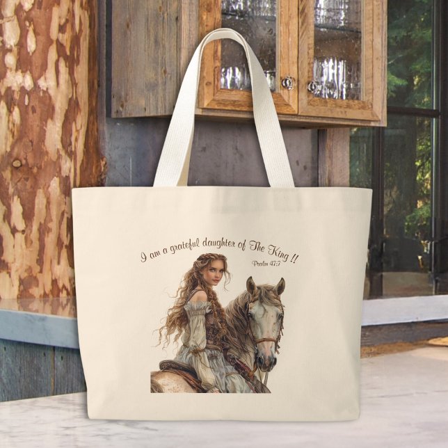 Christliche Prinzessin auf Horseback Tote Bag 5 Gr Jumbo Stoffbeutel (Von Creator hochgeladen)