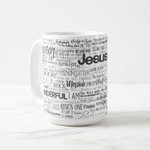 Christliche religiöse Namen Gottes Text Schwarz We Kaffeetasse