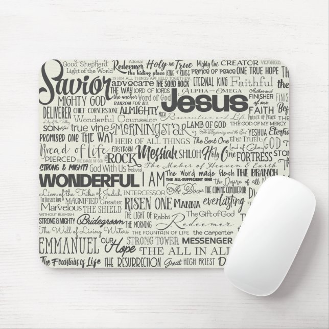 Christliche religiöse Namen Gottes Texttypografie Mousepad (Mit Mouse)