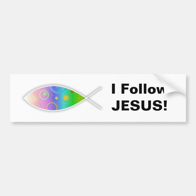 Christliche Retro Fische, folge ich JESUS! Autoaufkleber (Vorne)