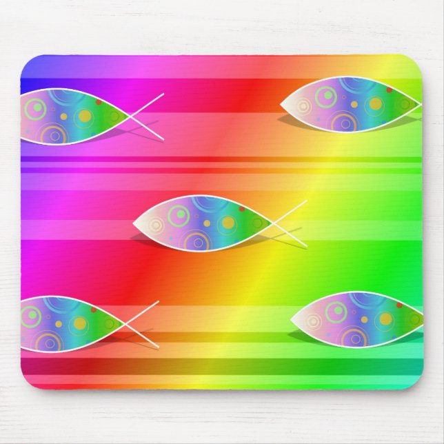 Christliche Retro Fische Mousepad (Vorne)