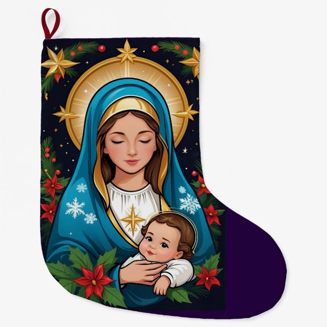 Christliche römisch-katholische Jungfrau Mary Weih Großer Weihnachtsstrumpf (Vorderseite)
