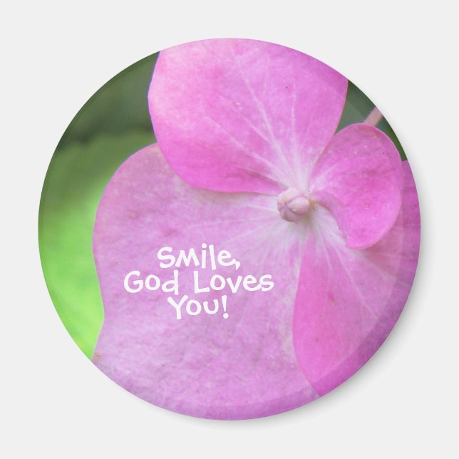Christliche rosa Blume - Lächeln Sie Gott Lieben S Magnet (Vorne)