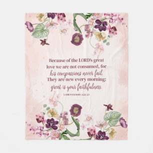 Christliche rosa Blumen-Schrift Fleecedecke
