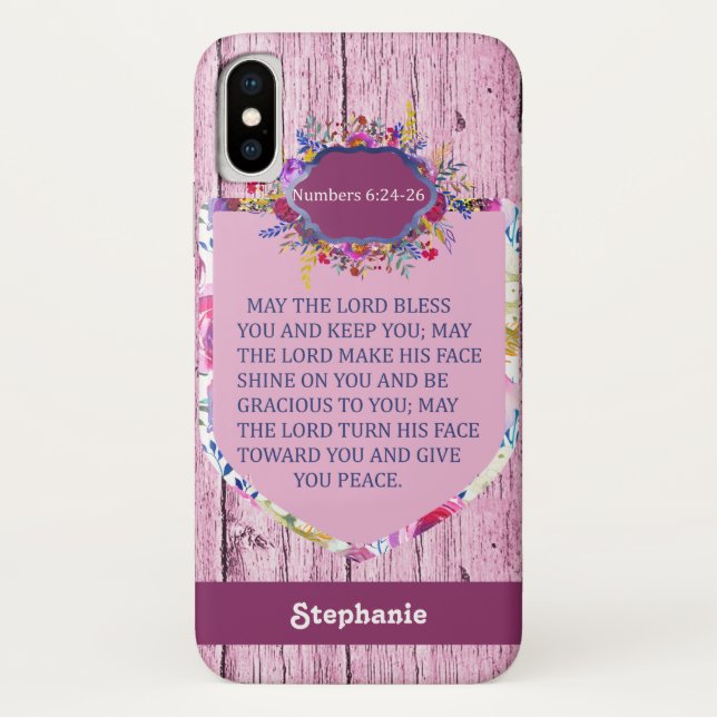 Christliche Rosa Blütenbibel Case-Mate iPhone Hülle (Rückseite)