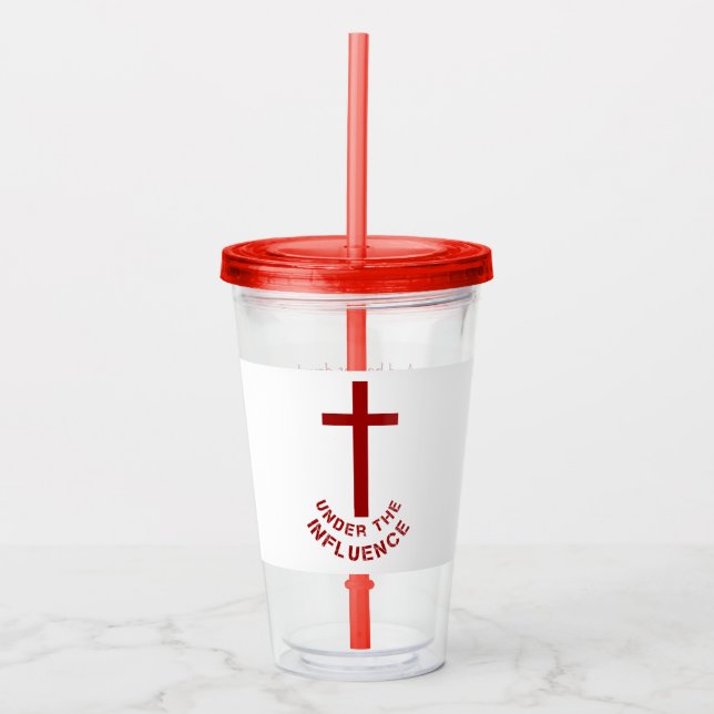 Christliche Rotkreuz-Typografie und Bibelverse Acryltrinkbecher (Vorderseite)