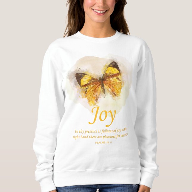 Christliche Schmetterlingsbibel für Frauen:Freude Sweatshirt (Vorderseite)
