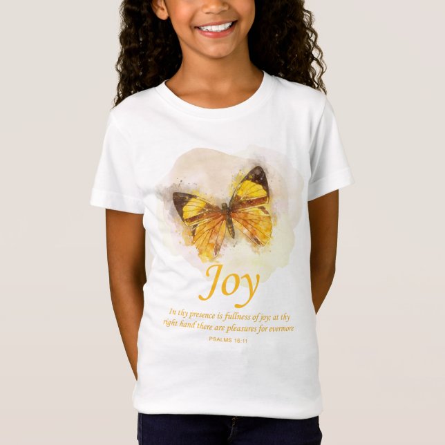 Christliche Schmetterlingsbibel für Frauen:Freude T-Shirt (Vorderseite)
