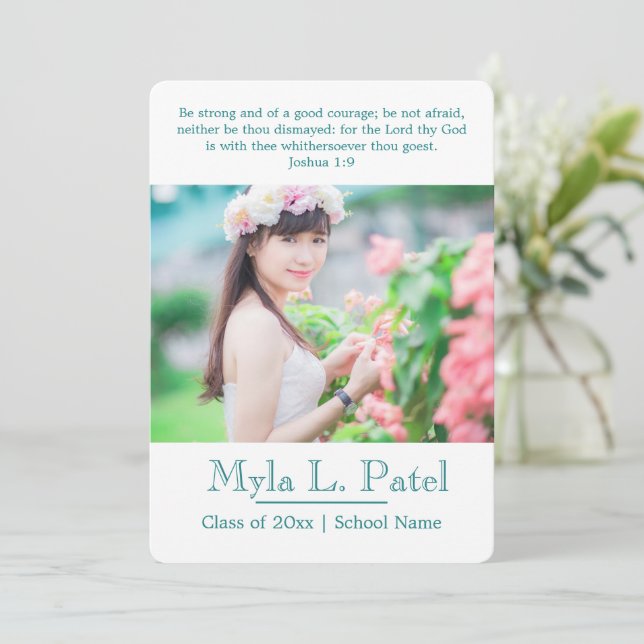 Christliche Schrift Foto Grad Ankündigung/ Einladung (Stehend Vorderseite)