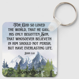 Christliche Schrift John 3 16 Wasserfarbene Natur Schlüsselanhänger