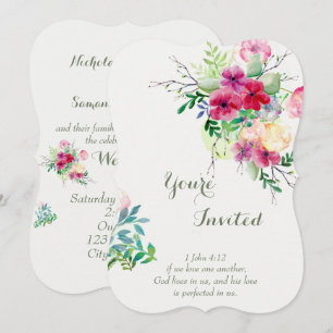 Christliche Schrift Romantische Florale Hochzeit Einladung