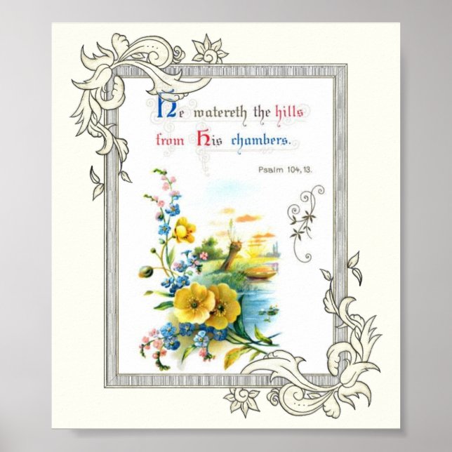 Christliche Schrift und Hübsche Blume Poster (Vorne)