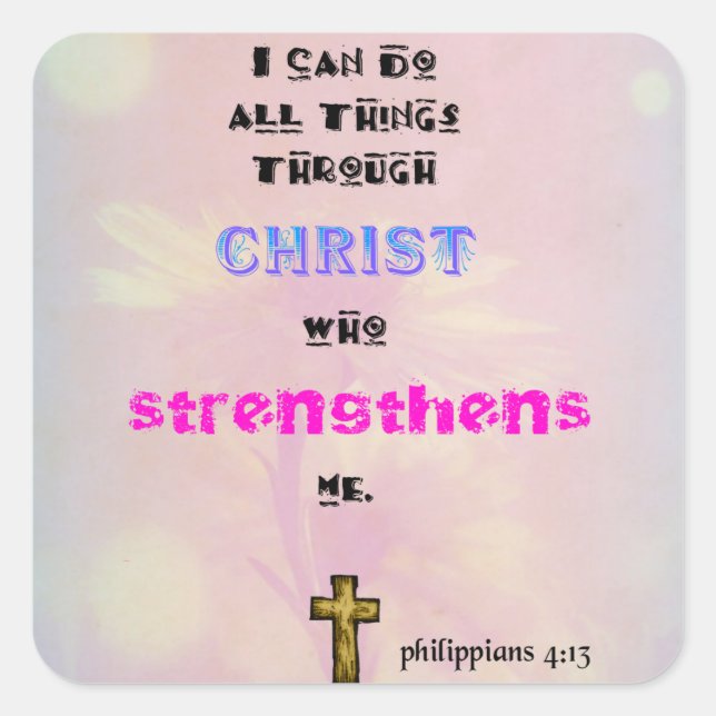 Christliche Schriftzeichen-Typografie Quadratischer Aufkleber (Vorderseite)