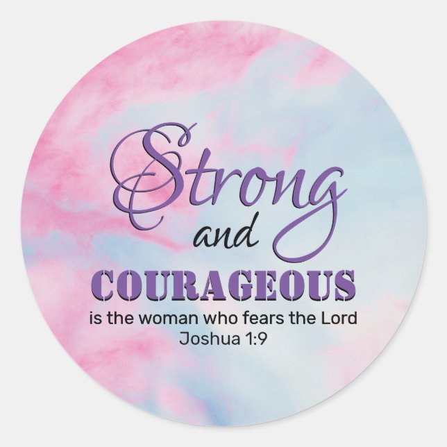 Christliche, STARKE UND COURAGEOUS-FRAUENPINK Runder Aufkleber (Vorderseite)