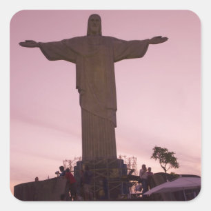 Christliche Statue in Corcovado, in der Nähe von Quadratischer Aufkleber
