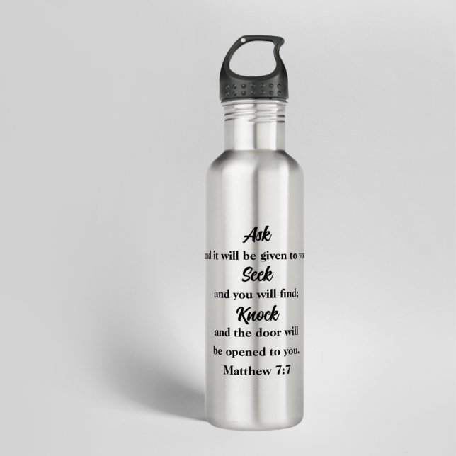Christliche Suche nach Knock Bible Verse gefragt Edelstahlflasche (Von Creator hochgeladen)