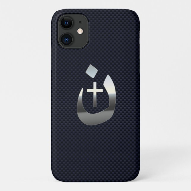 Christliche Symbole des Nazarenkreuzs auf blau Case-Mate iPhone Hülle (Rückseite)