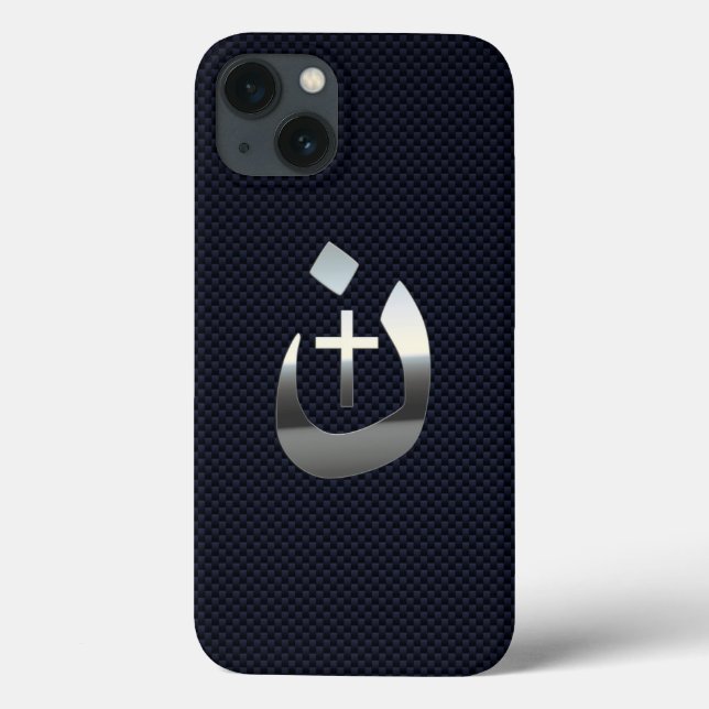 Christliche Symbole des Nazarenkreuzs auf blau Case-Mate iPhone Hülle (Rückseite)