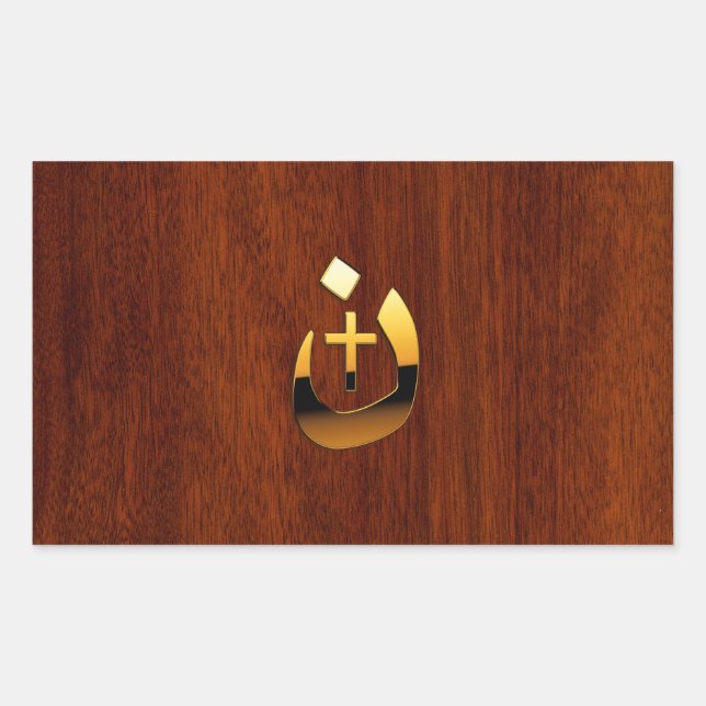 Christliche Symbole des Nazarenkreuzs in Gold Rechteckiger Aufkleber (Vorderseite)