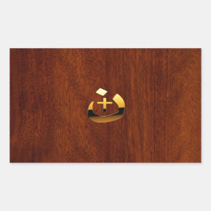 Christliche Symbole des Nazarenkreuzs in Gold Rechteckiger Aufkleber