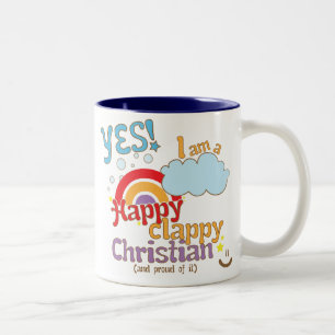 Christliche Tasse: Glückliches Clappy christlich Zweifarbige Tasse