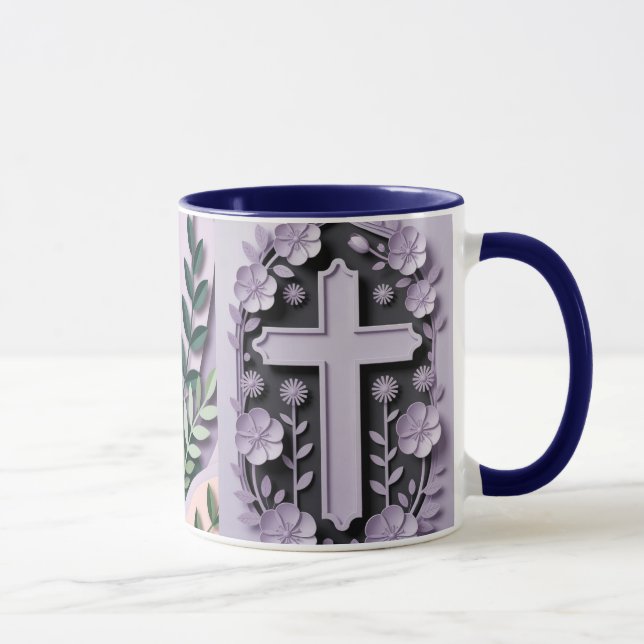 Christliche Tasse mit Lila Cross Ai-Design (Rechts)