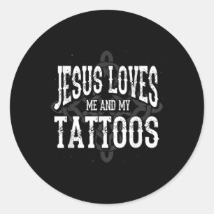 Christliche Tattookünstlerin, die Jesus verkündete Runder Aufkleber