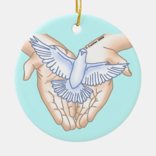Christliche Taube mit Händen Keramikornament