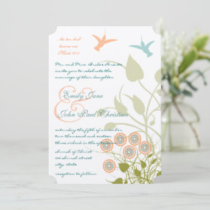 Christliche Türkis Korallen Kolibris Blumen Einladung