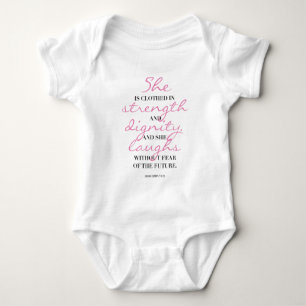 Christliche Typografie. Sprichwort-31:25. Sie Baby Strampler