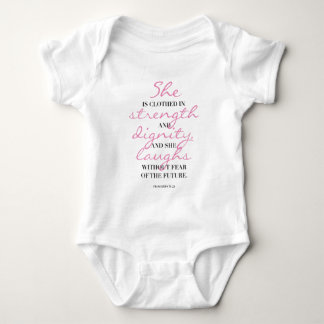 Christliche Typografie. Sprichwort-31:25. Sie Baby Strampler