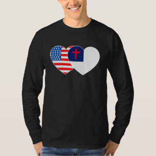 Christliche und USA Flag Twin Heart for Religiam T-Shirt