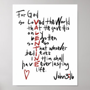Christliche Valentine John 3_16 für Gott so liebte Poster