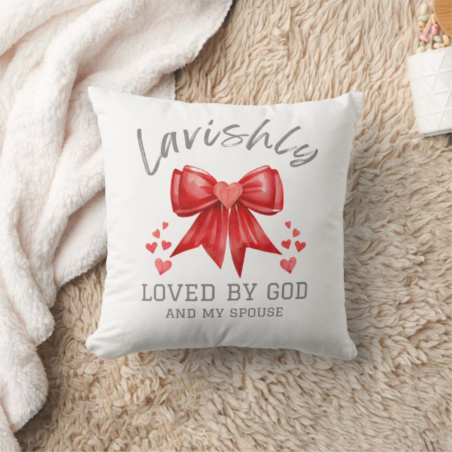 Christliche Valentine LAVISHLY LOVED Coquette Bow Kissen (Decke)