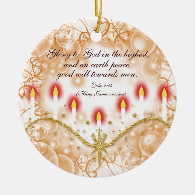 Christliche Vers Weihnachtskerzen Keramik Ornament (Vorne)