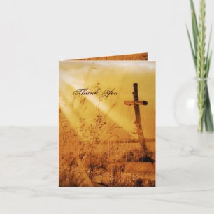 Christliche Vintage Landkreuzhochzeit danken Ihnen Dankeskarte