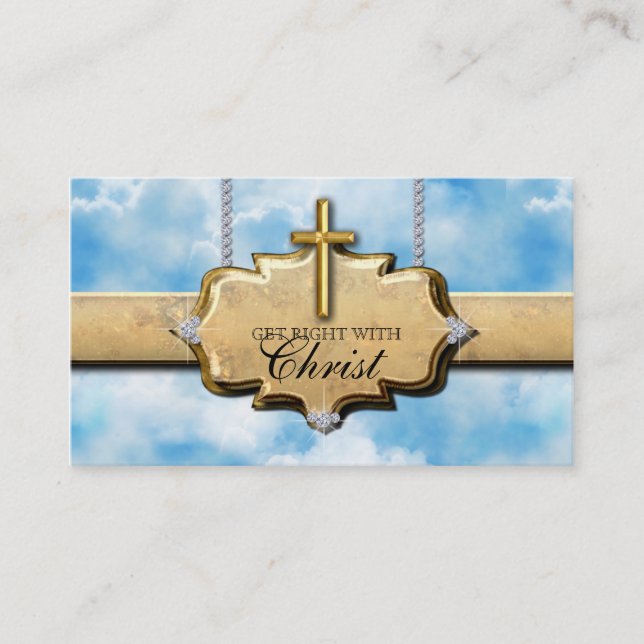 Christliche Visitenkarte Cross Gold Wolken Himmel (Vorderseite)