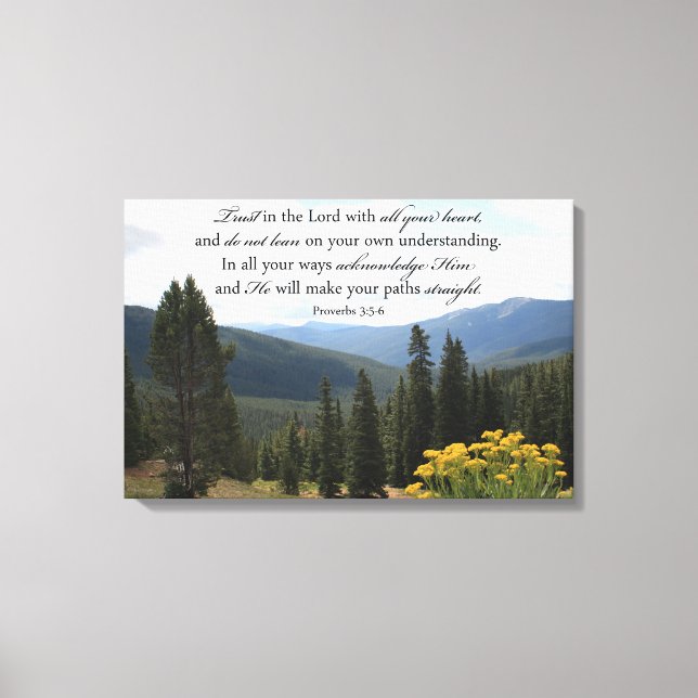 Christliche Wall Art Mountain View Vertrauen in de Leinwanddruck (Vorderseite)