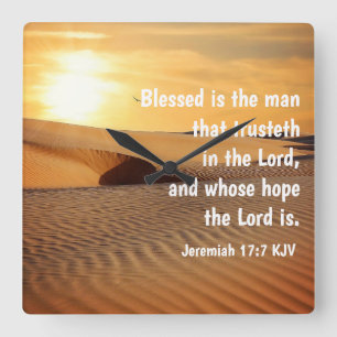 Christliche Wall-Uhr Jeremiah 17:7 Quadratische Wanduhr