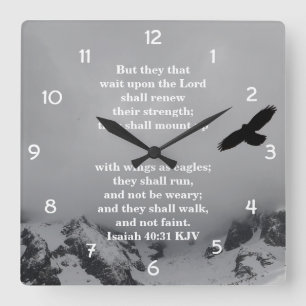Christliche Wand-Uhr - Jesaja-40:31 Quadratische Wanduhr