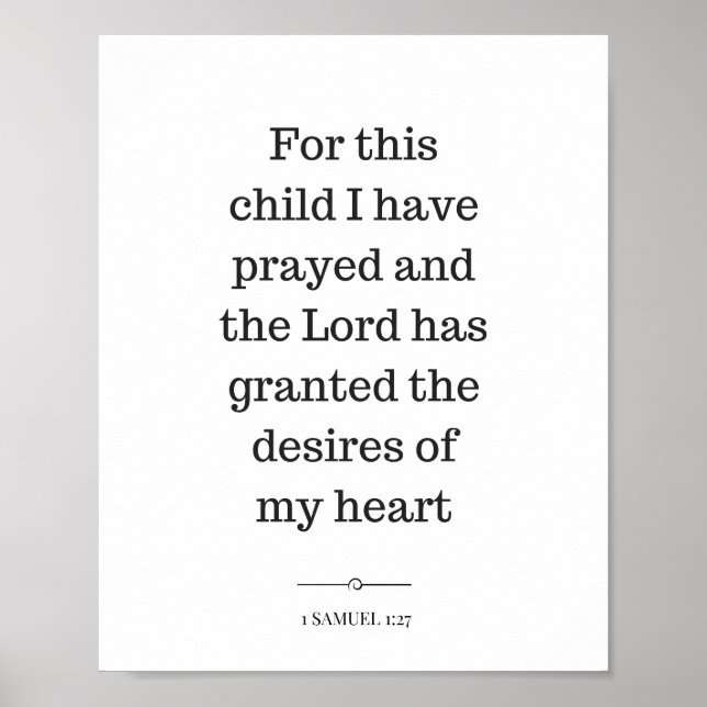 Christliche Wandkunst, 1 Samuel 1:27, Bibelverse Poster (Vorne)