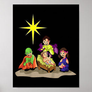 Christliche Weihnachten Geburt Jesu Christi Krippe Poster