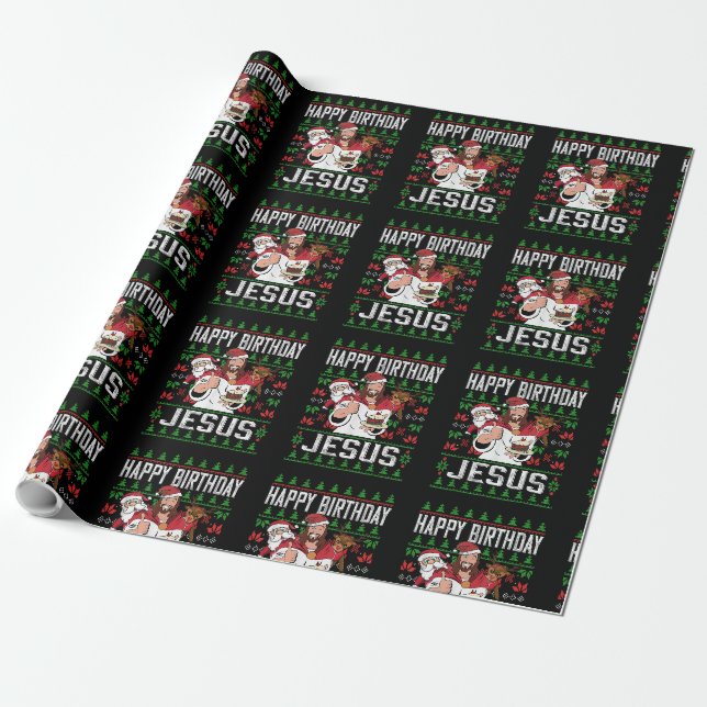 Christliche Weihnachten glücklich BIRTHDAY JESUS F Geschenkpapier (Ungerollt)