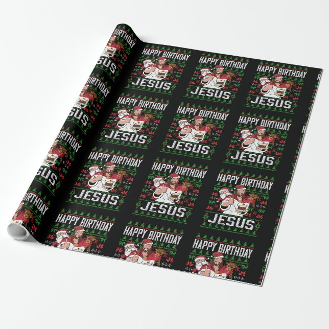 Christliche Weihnachten glücklich BIRTHDAY JESUS F Geschenkpapier (Ungerollt)