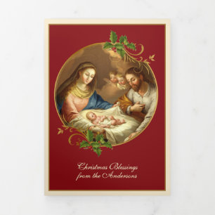 Christliche Weihnachten Jesus Jungfrau Mary St Jos Dreifach Gefaltete Urlaubskarte