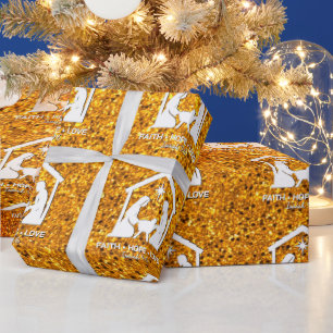 Christliche Weihnachts-Faux-Glitter-Weihnachten Geschenkpapier